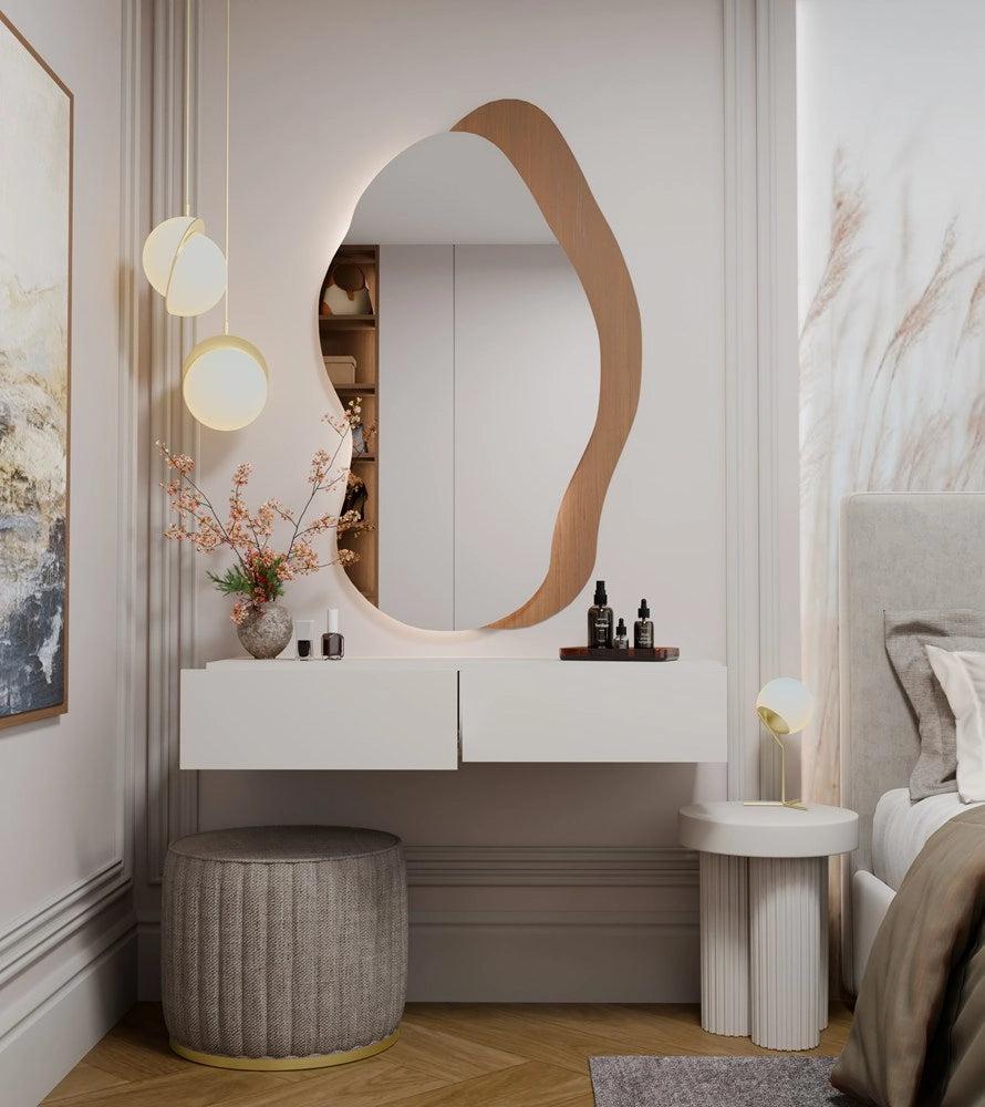 Toeletta da trucco sospeso mika 110 cm 2 cassetti per camera da letto cashmere beige