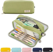 Etui multifunzionale ampio con 3 cassette - Etui per scuola ragazzi e ragazze - Ufficio - Tasca per pennarelli - Materiale scolastico - Accessori scolastici - Borsa per computer - Borsa per accessori - Back to School - Verde