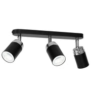 Barra 3 faretti orientabili nero/cromo GU10 Reno Luminex