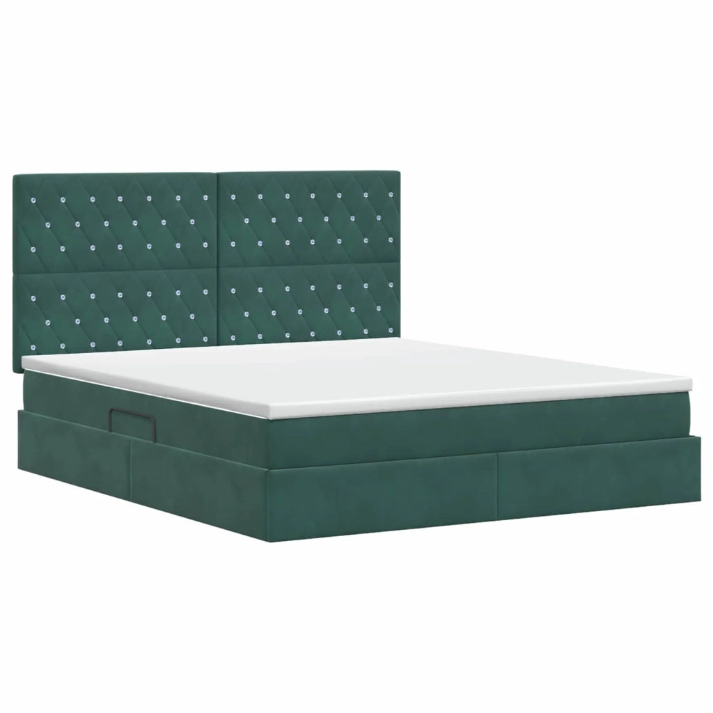 Letto con contenitore e materasso Verde Scuro 180 x 200 cm 3459648