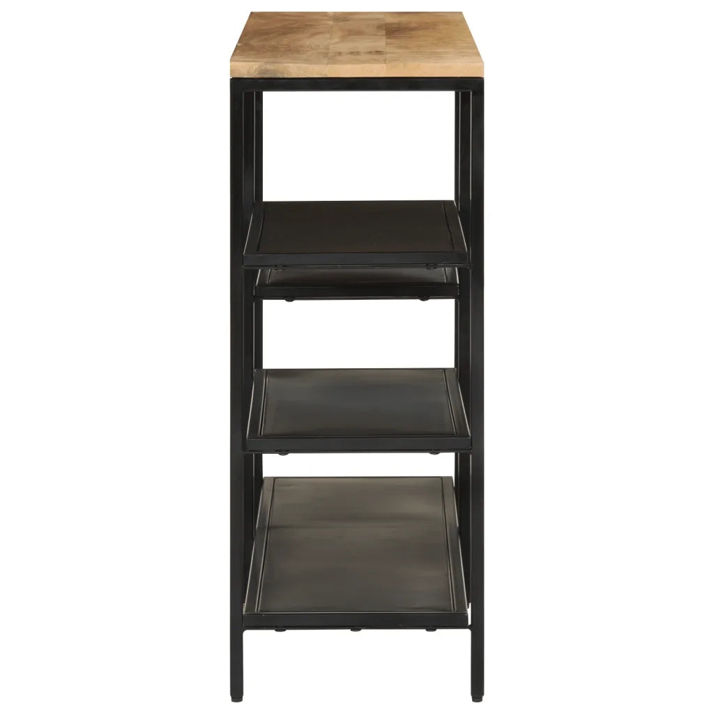 Tavolo Consolle | Tavolo d'Ingresso 110x30x75cm Legno Massello Mango Grezzo e Ferro