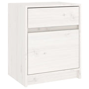 Comodino | Armadio da Notte | Mobiletto da notte Bianco 40x31x50 cm in Legno Massello di Pino