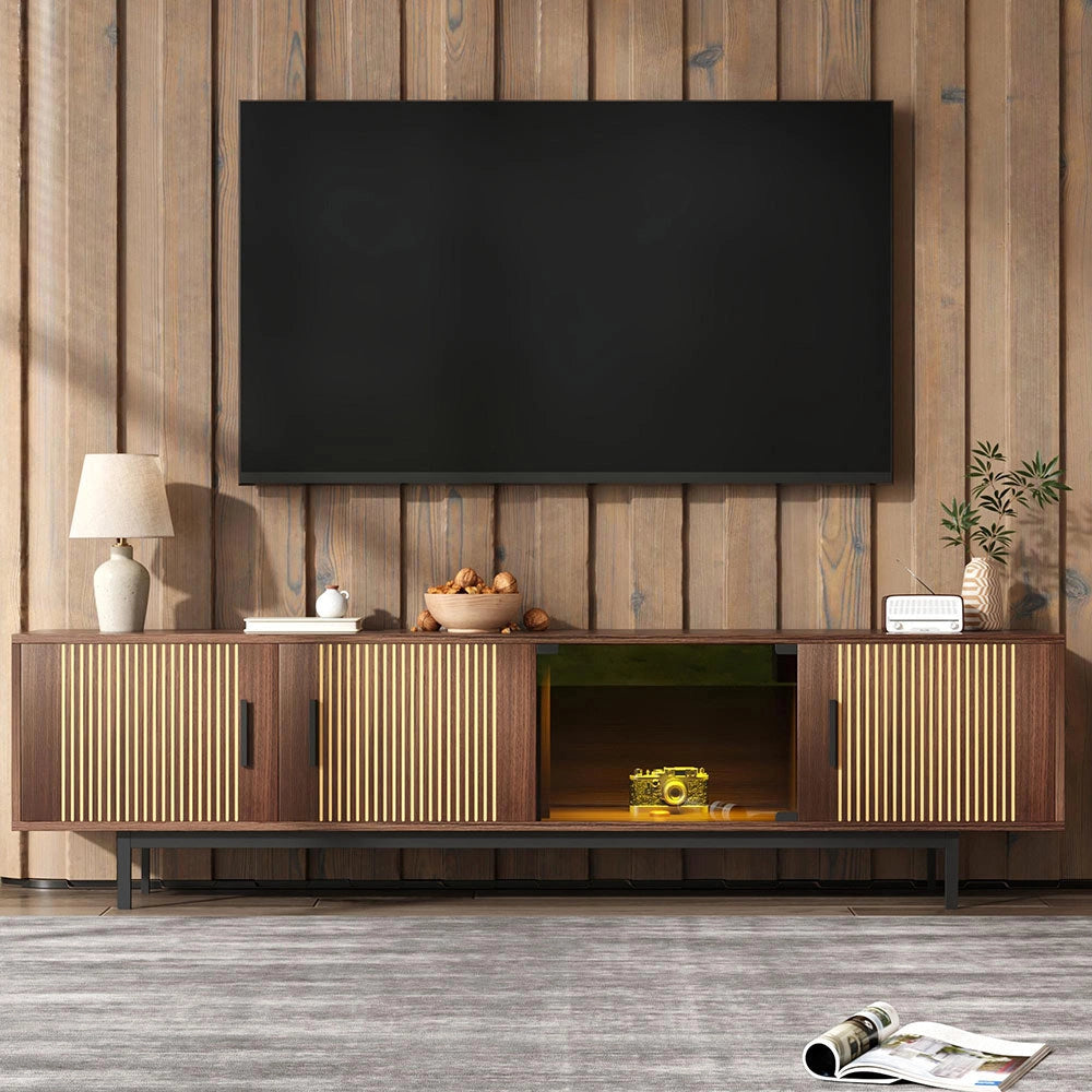 Mobile TV LED - Xylo - Texture scolpita con vetro temperato
