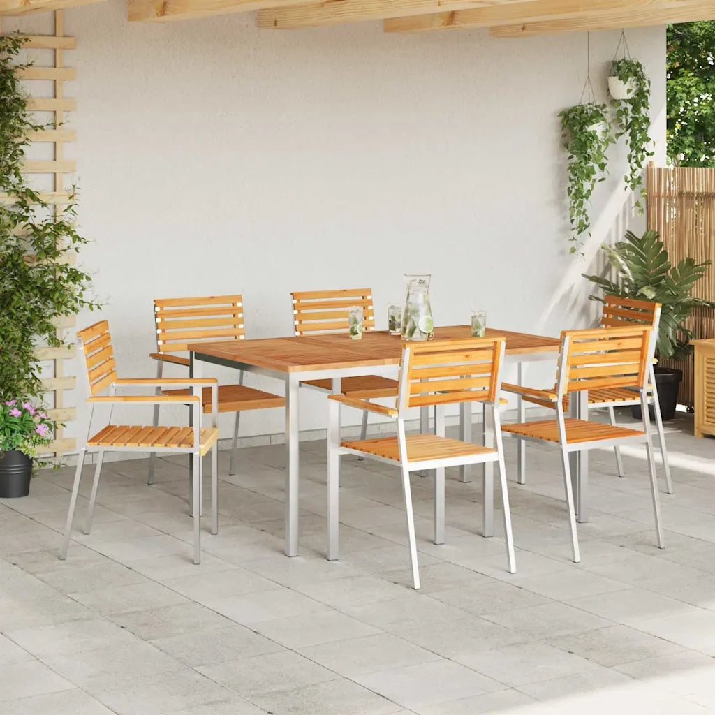 Set da Pranzo per Giardino 7 pcs Marrone Legno di teak solido 3334784