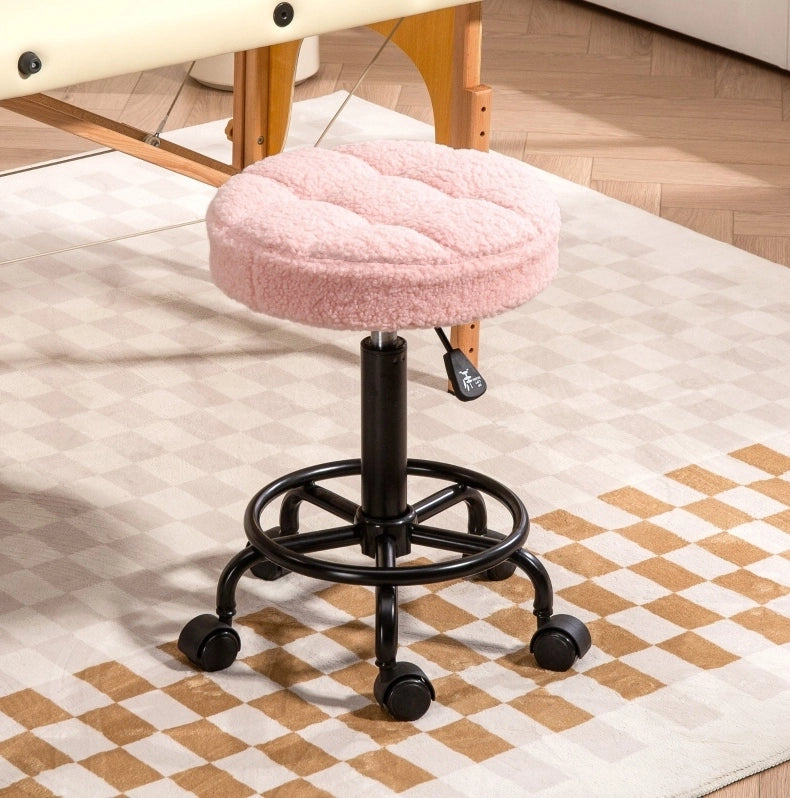 Sgabello da lavoro girevole rosa, altezza regolabile 50-66 cm
