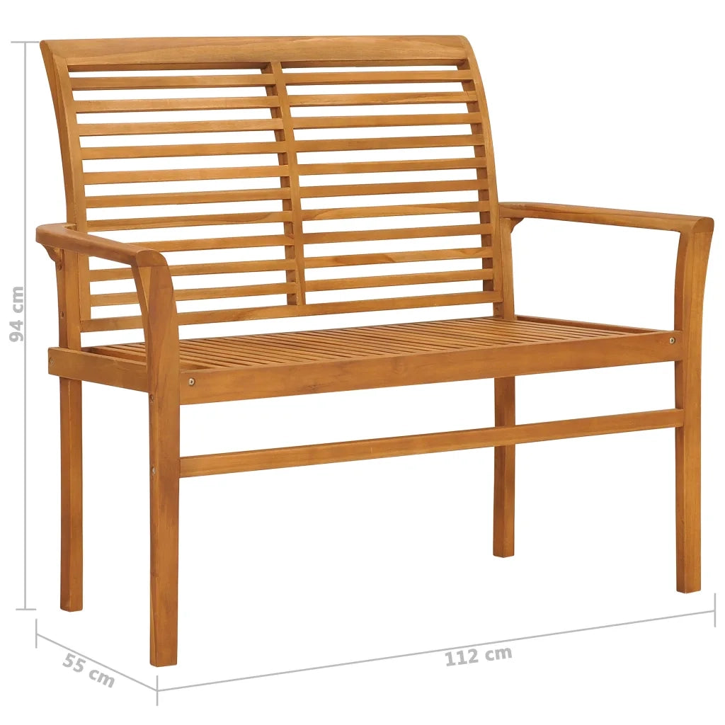 Panca da Giardino con Cuscino Verde Brillante 112 cm Legno Teak