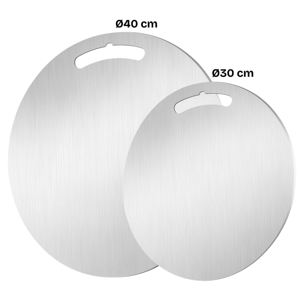 ZOIMANIA - Set 2 Taglieri Tondi in Acciaio Inox 304 - con spessore 15/10 – Ø30 e Ø40 cm