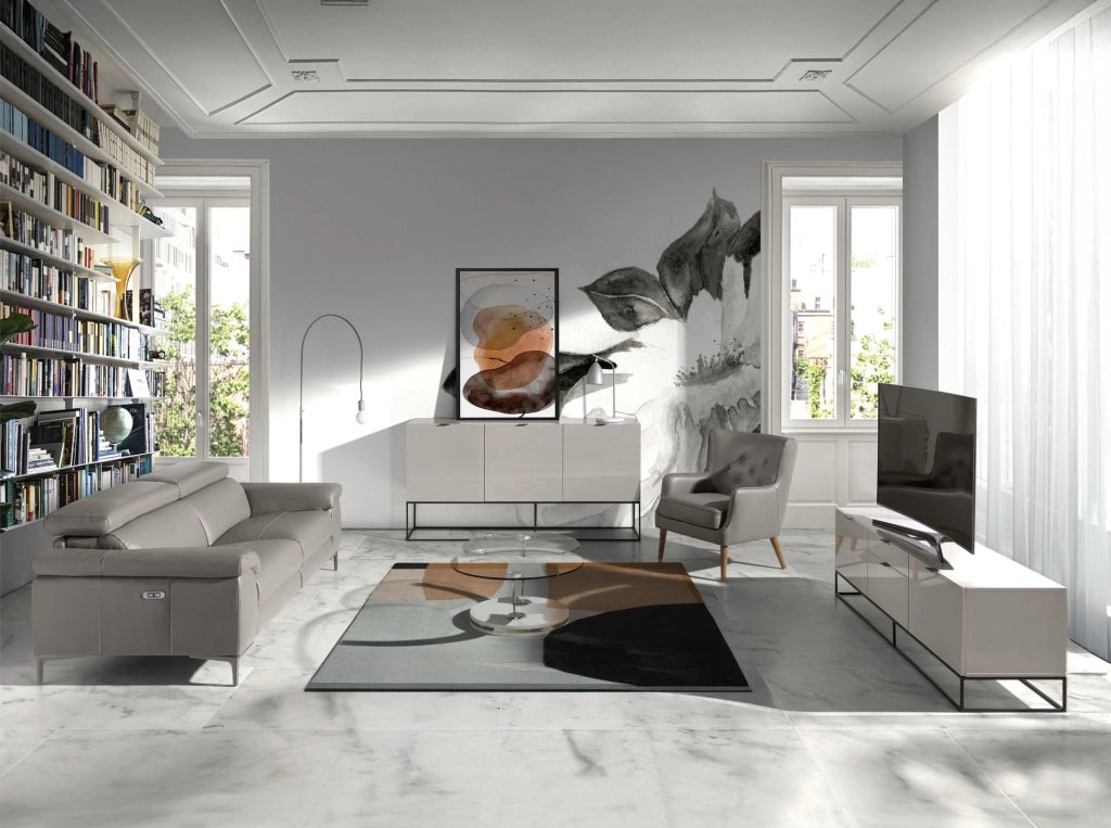 Divano relax a 3 posti in pelle grigio scuro