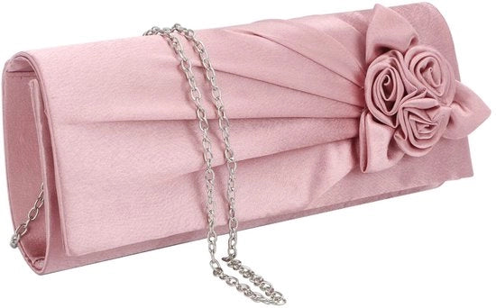 Borsa a tracolla per donna con fiori satinati, clutch per la sera, portafoglio per la sposa, borsa per il ballo