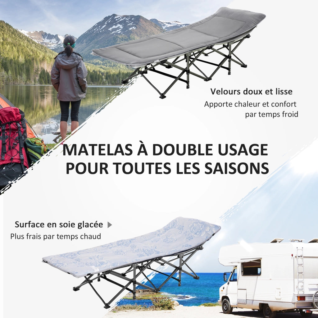 Letto da campeggio pieghevole con materasso ¨C zephmum ¨C grigio, metallo, tessuto Oxford