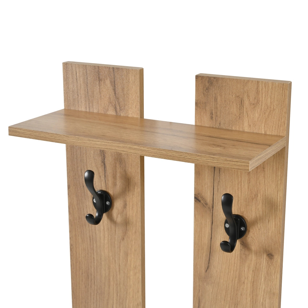Set di mobili da ingresso con panca scarpiera scarpiera con specchio e ganci in pannello di particelle naturale e nero