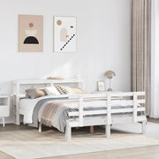 vidaXL Giroletto con Testiera Bianco 150x200 cm Legno Massello di Pino