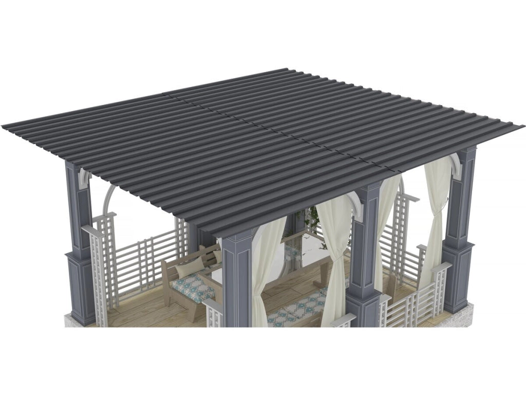 Set di 12 pannelli di rivestimento "Atlanta" in acciaio zincato - 129 x 42 cm - Grigio