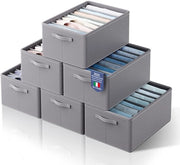 Set di 6 grandi cassetti di armadio a 7 compartimenti, contenitori di stoccaggio sovrapposti per magliette, camicie e giacche (grigio 120)