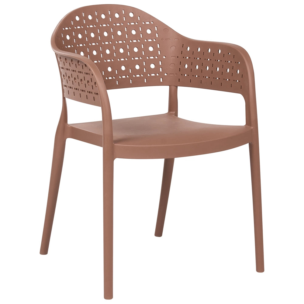 Set di 4 sedie da giardino in materiale sintetico marrone impilabili per interni ed esterni stile classico