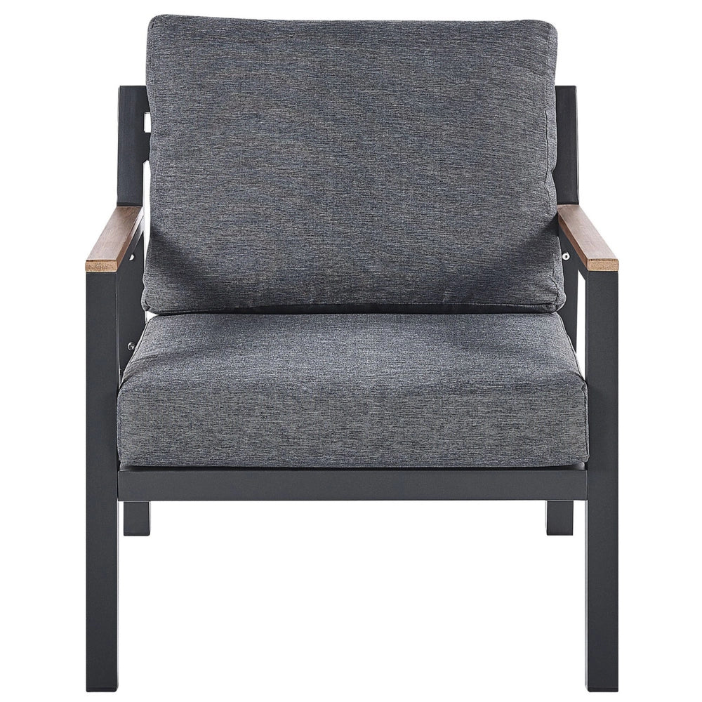 Set Divani Per Esterni Con Struttura In Alluminio Grigio Scuro Divani Poltrone Con Cuscini In Poliestere Tavolino Design Moderno