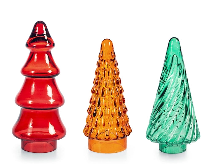 Albero natale rosso in vetro soffiato a mano