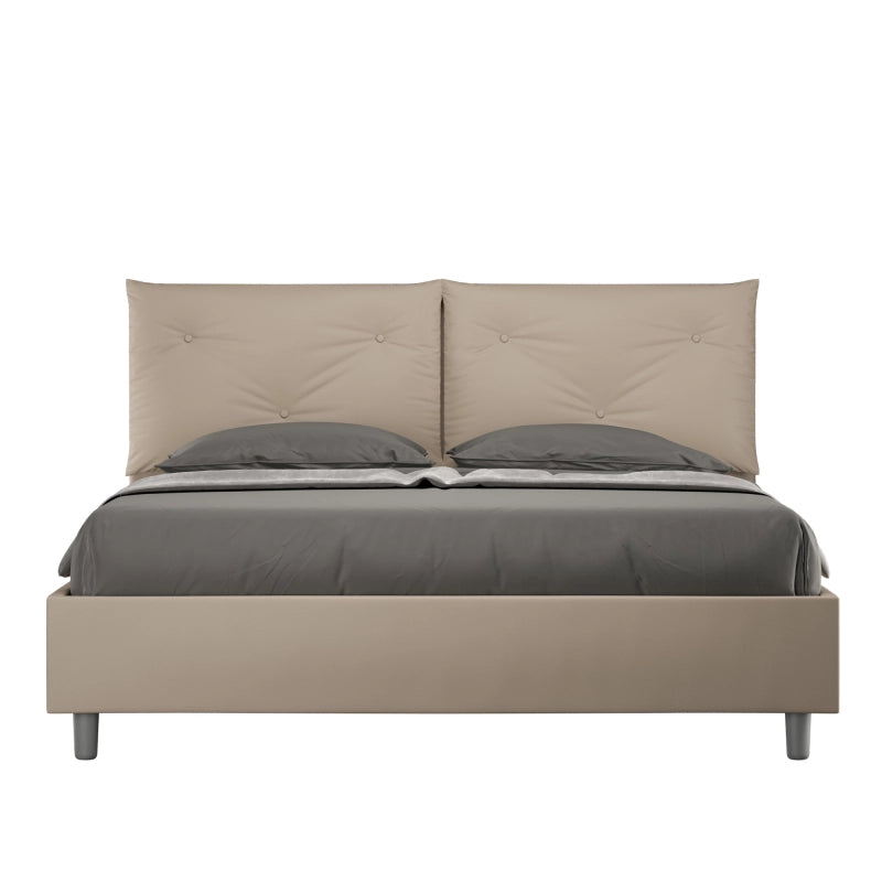Letto imbottito Matrimoniale 160x210 cm Appia - Similpelle,Tortora,Con rete