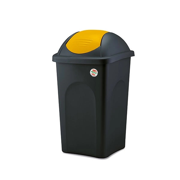 Pattumiera bascula 60 fusto nero e bascula giallo limone stefanplast