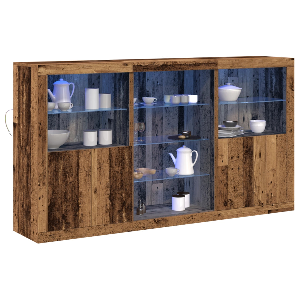 Credenza con luci LED Legno invecchiato 181.5x37x100 cm Legno ingegnerizzato