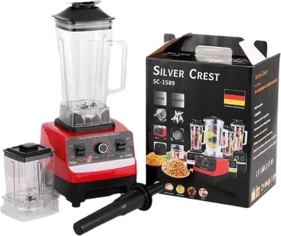 Blender Professionale - Macchina per Frullare - Frullatore - Raccoglitore di Smoothie - Rosso - 2000W