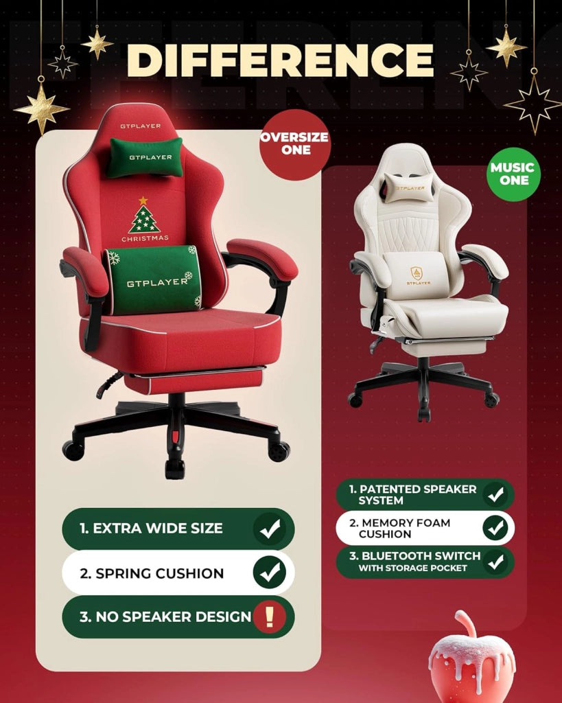 Sedia da gioco con motivo natalizio, sedia da gioco con poggiapiedi, seduta extra larga, con cuscino a molla e bracciolo sincronizzato per persone grandi e forti. 【Velluto】
