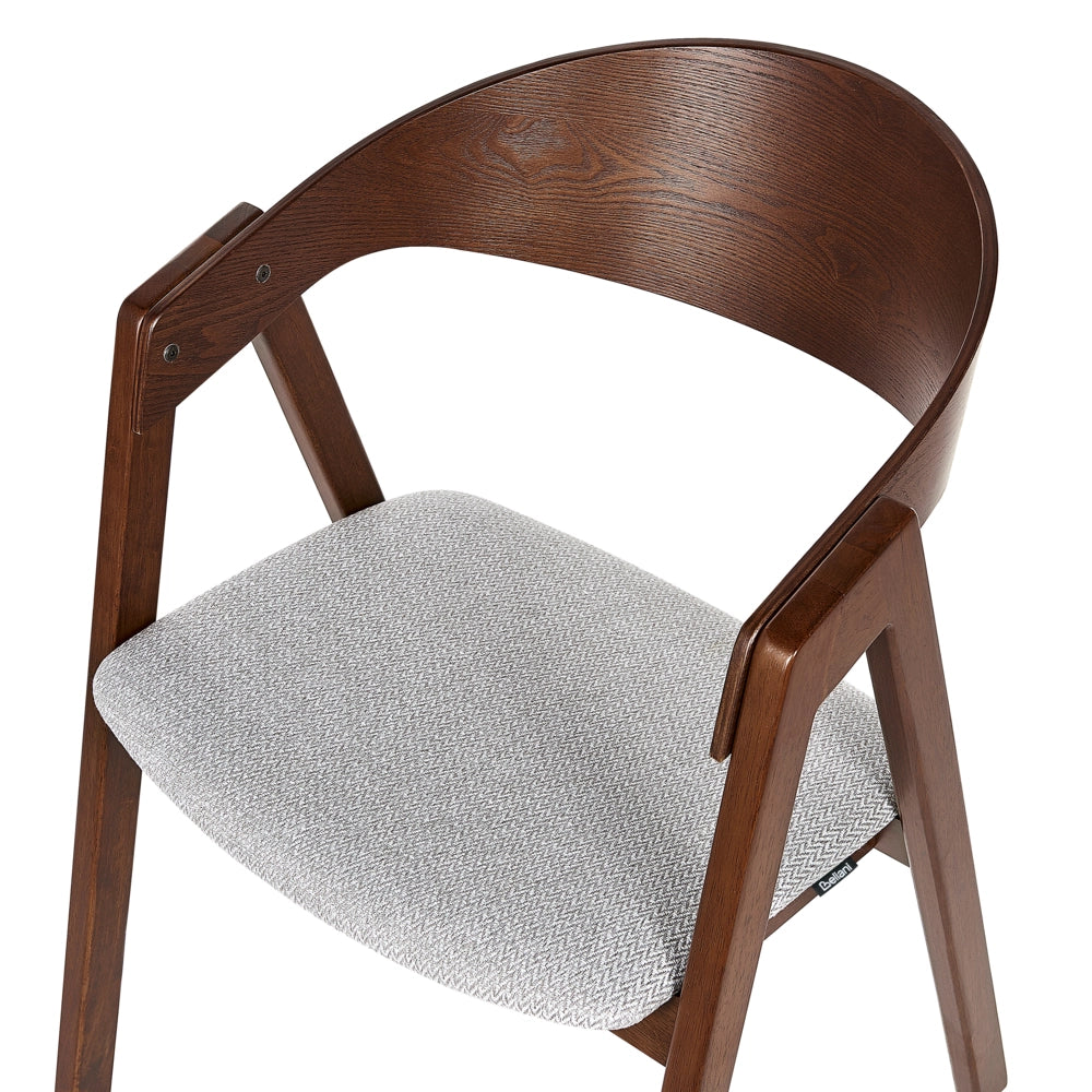 Set di 2 sedie da pranzo in legno scuro e compensato grigio tessuto in poliestere gambe in legno di caucciù stile retrò tradizionale