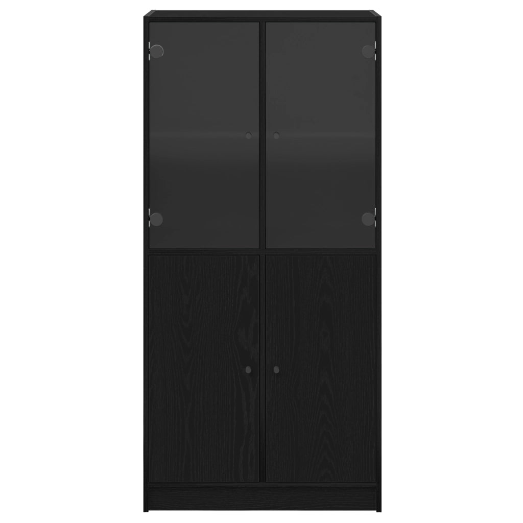 Highboard con Ante Rovere Nero 68x37x142 cm Legno ingegnerizzato