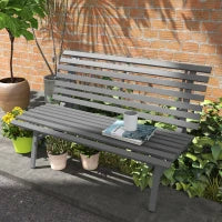 Panchina da Giardino, Panchina da Parco, Design a Doghe, Resistente alle Intemperie, Alluminio, 123 x 67 x 79 cm, Grigio