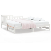 Letto singolo | Letto per adulti | Dormeuse Estraibile Bianca 2x(90x190) cm Legno Massello di Pino