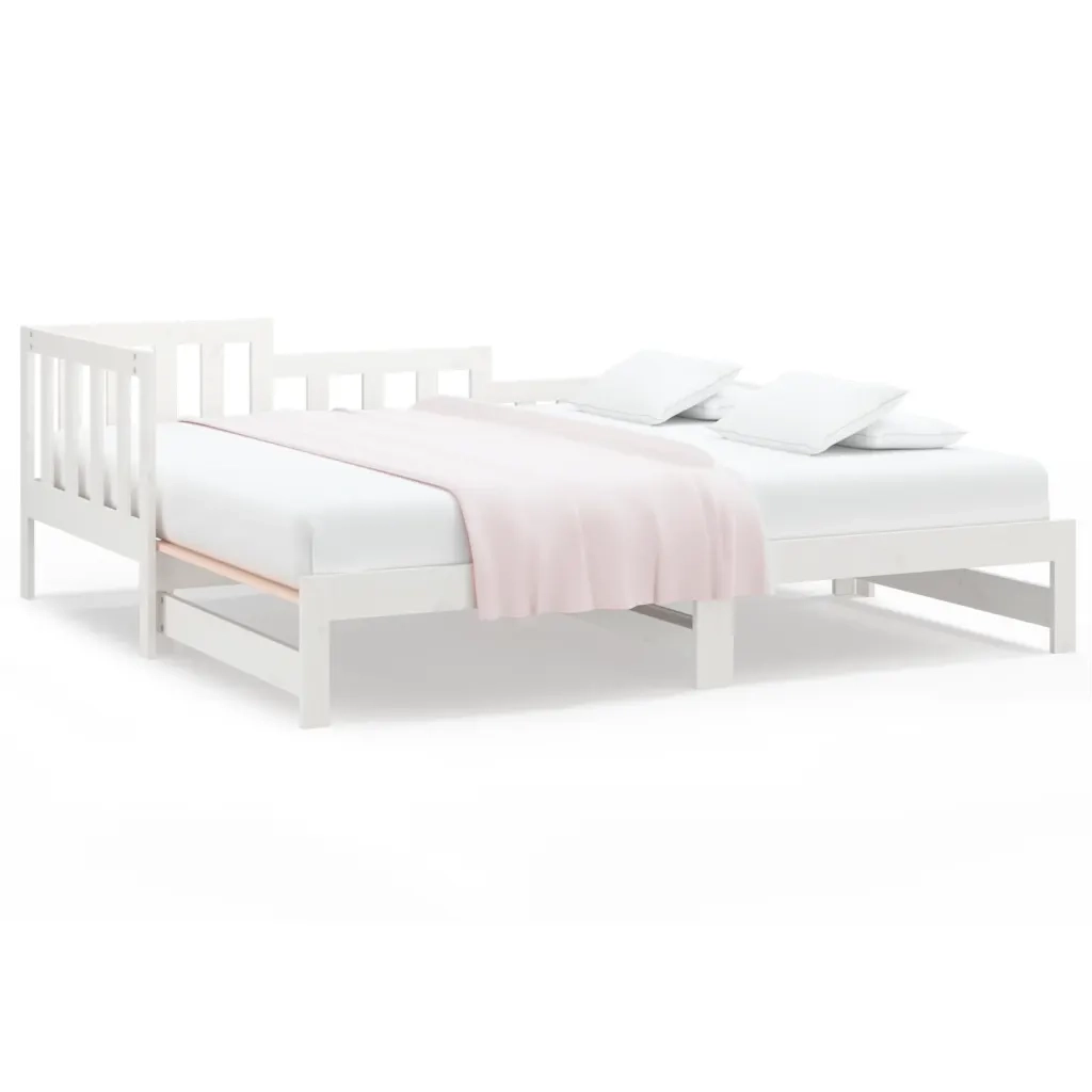 Letto singolo | Letto per adulti | Dormeuse Estraibile Bianca 2x(90x190) cm Legno Massello di Pino