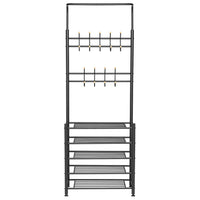 Stand Appendiabiti da Ingresso Struttura Metallo 9 Ganci con scarpiera 5 Ripiani