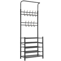 Stand Appendiabiti da Ingresso Struttura Metallo 9 Ganci con scarpiera 5 Ripiani