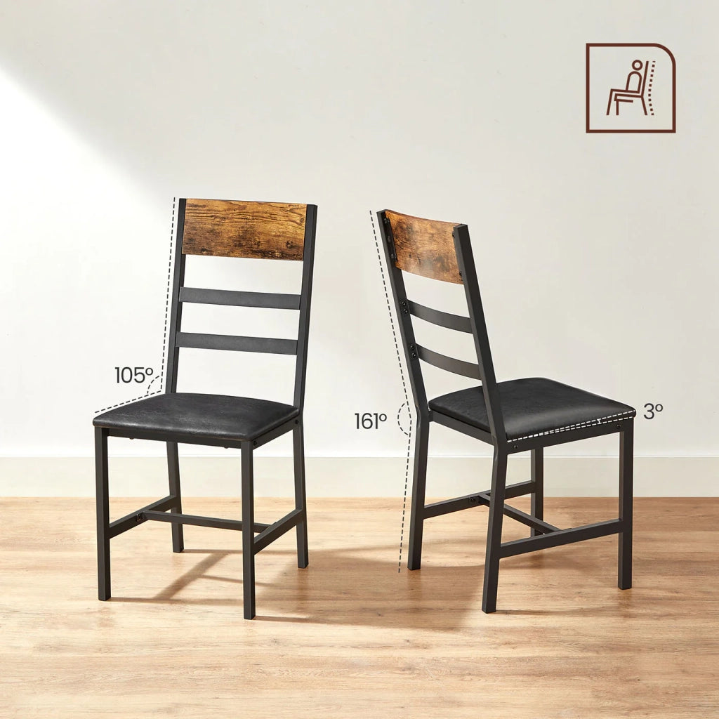Set di 2 sedie da pranzo imbottite ergonomiche con struttura in acciaio stile industriale per soggiorno cucina marrone rustico e nero 12_0004980