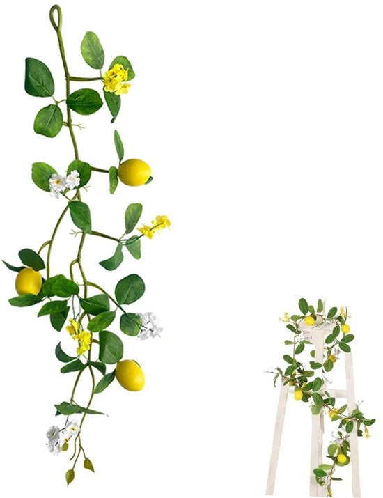Decorazioni per feste con citroni artificiali, decorazioni per feste con rami di citroni artificiali, decorazioni per feste con citroni artificiali con foglie verdi, per decorazione di cucina e festival, modello #1