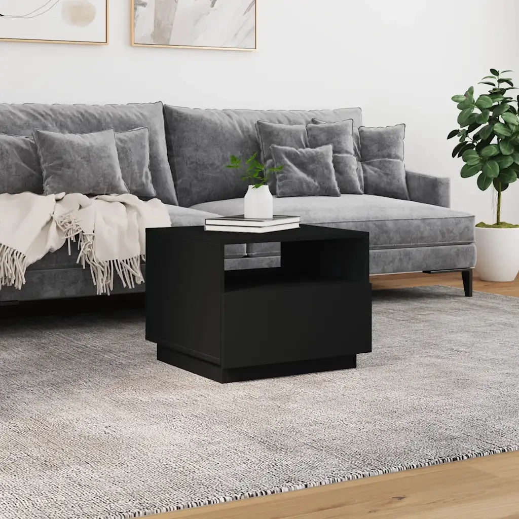 Tavolino da Soggiorno con Luci LED Nero 50x49x40 cm 839827