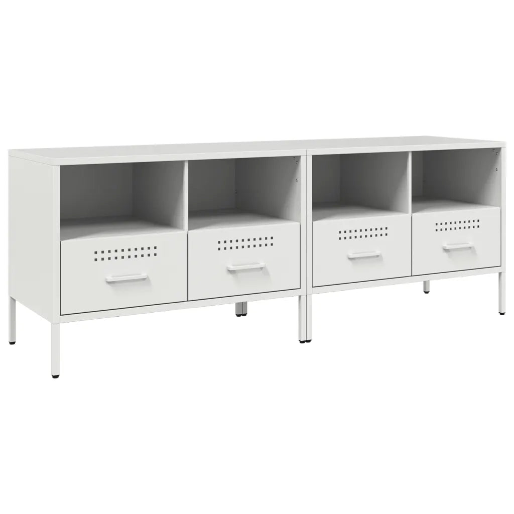 Mobili TV 2pz | Armadietto TV | Mobile Porta TV Bianchi 68x39x50,5 cm in Acciaio