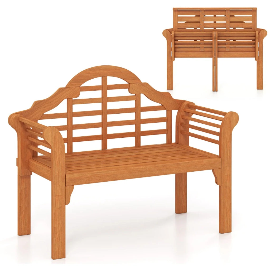Panca da giardino pieghevole 123 x 54 x 96 cm per 2 persone con comoda seduta stile rustico in legno di acacia naturale 20_0021103
