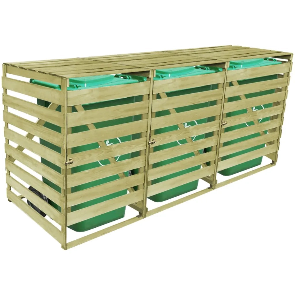 Copribidone per Spazzatura Triplo 240 L in Legno Impregnato 42271