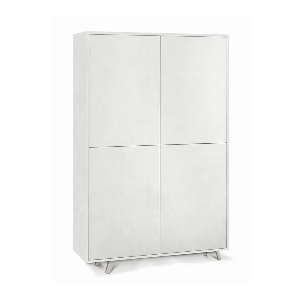 Armadio mobile 4 ante con apertura push-pull 107x41x169h cm in kit colore Ossido bianco