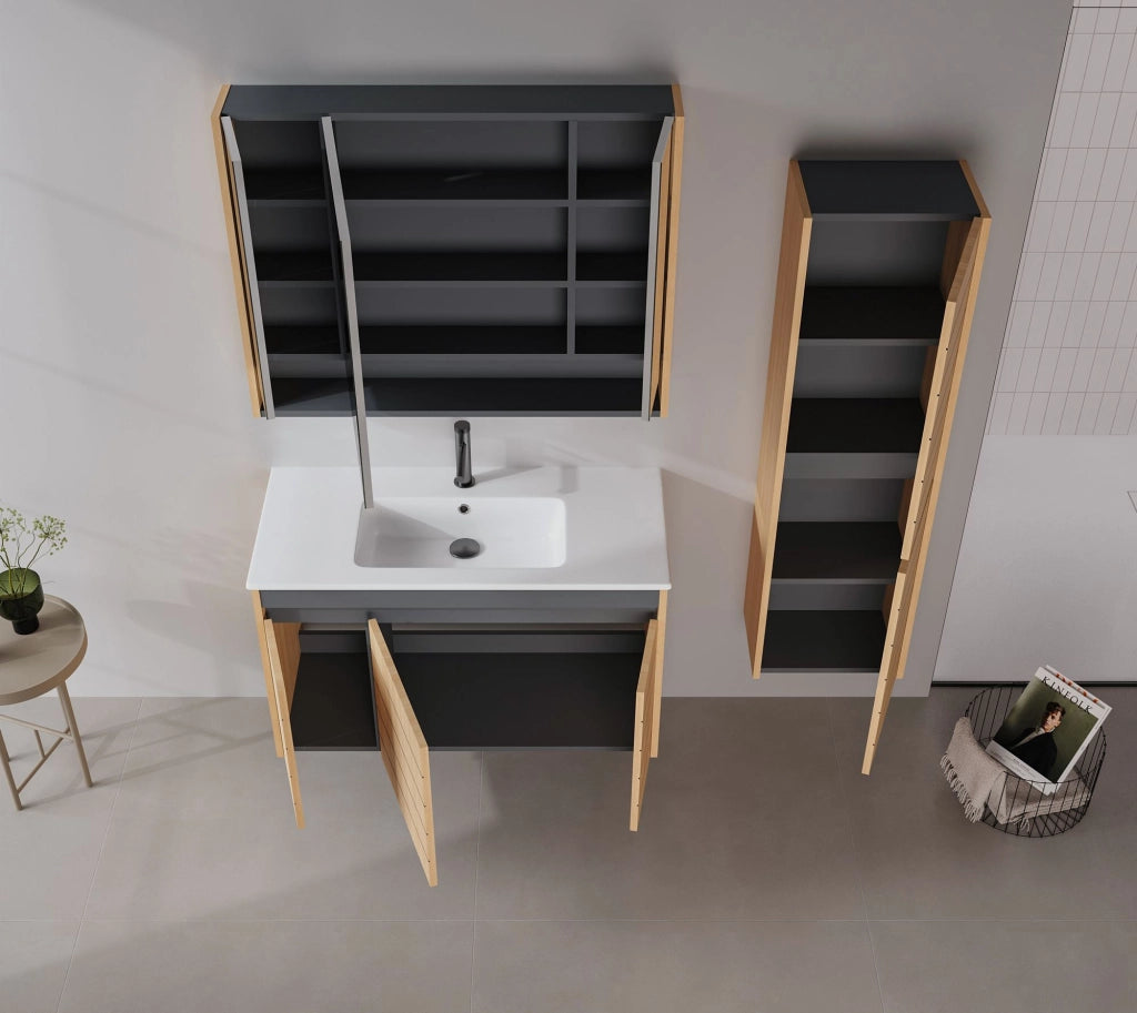 Mobile lavabo "Ricato 100" - 101 x 47 x 62 cm - Noce