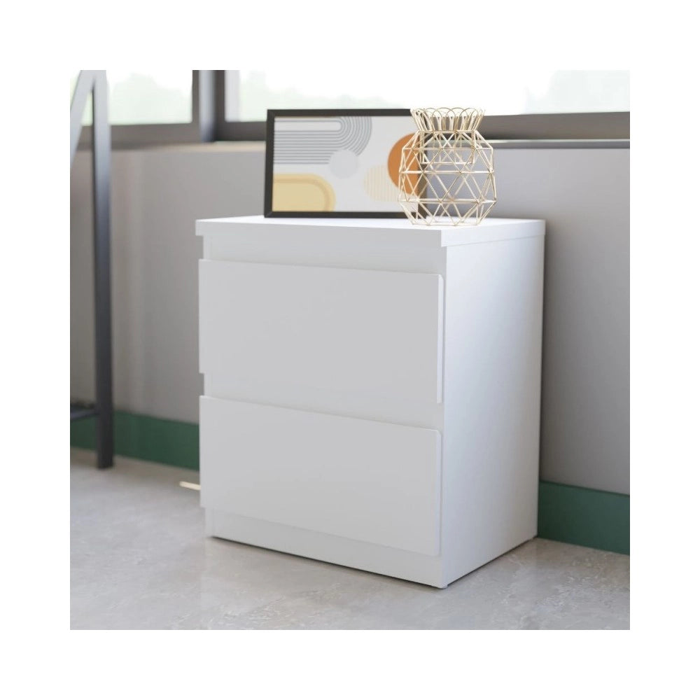 Comodino Morgan 2 cassetti bianco – 41.8x32.2x49.3H