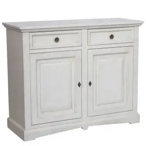 Credenza madia buffet in legno Shabby chic 2 ante chic mod goccia bianco anticato