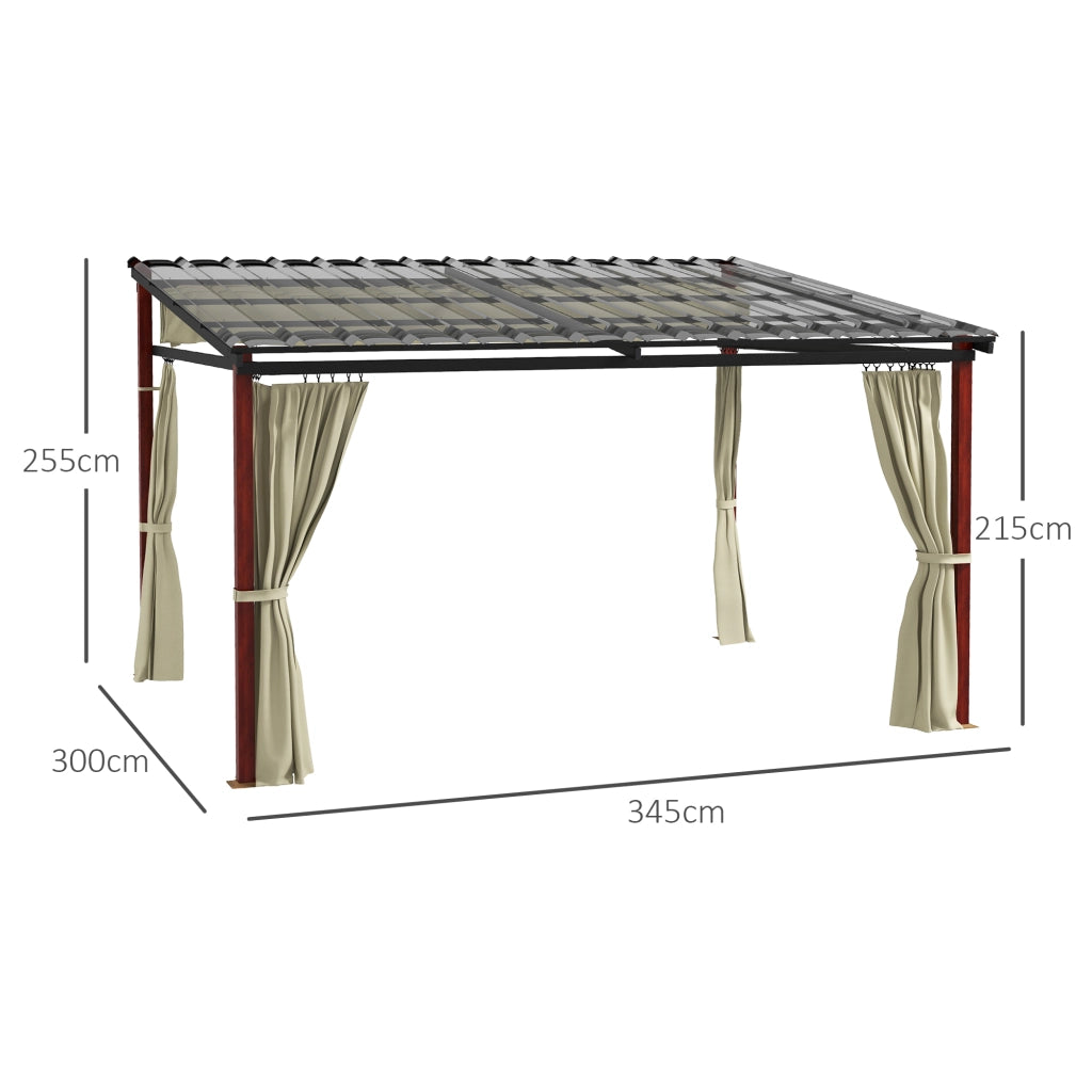 Pergol 3.5x3m con pareti laterali antivento altezza regolabile tetto retrattile colore beige perfetto per giardino e terrazza