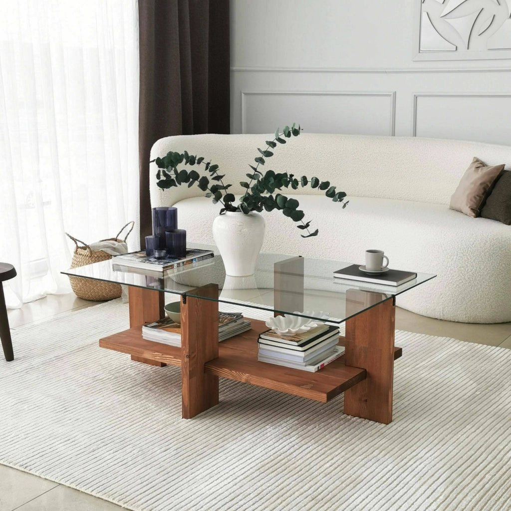 Tomiri, Tavolino da Salotto Portariviste, 105x60x40h cm Marrone Noce