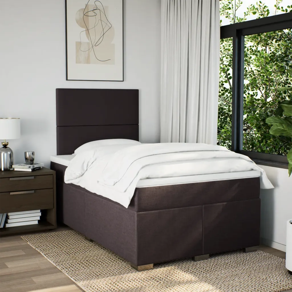 Giroletto a Molle con Materasso Marrone Scuro 120x190cm Tessuto