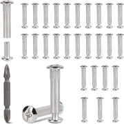 Connettori a vite 30 set - Viti a vite per legno M6 - Connettori di mobile - Acciaio verniciato - Testa a croce PH2 - Per spessore di legno 36-46 mm - Connettori di mobile