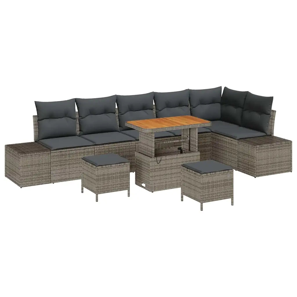 Set Divano da Giardino con cuscino 9 pcs Grigio Poly Rattan 3364758