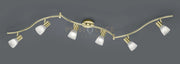 LEVISTO BARRA LED 6 SPOTS ORIENTABILE  OTTONE + VETRO  L.180CM 6 LUCI ATTACCO E14, LAMPADINE INCLUSE 29,4W 2820LM 3000K