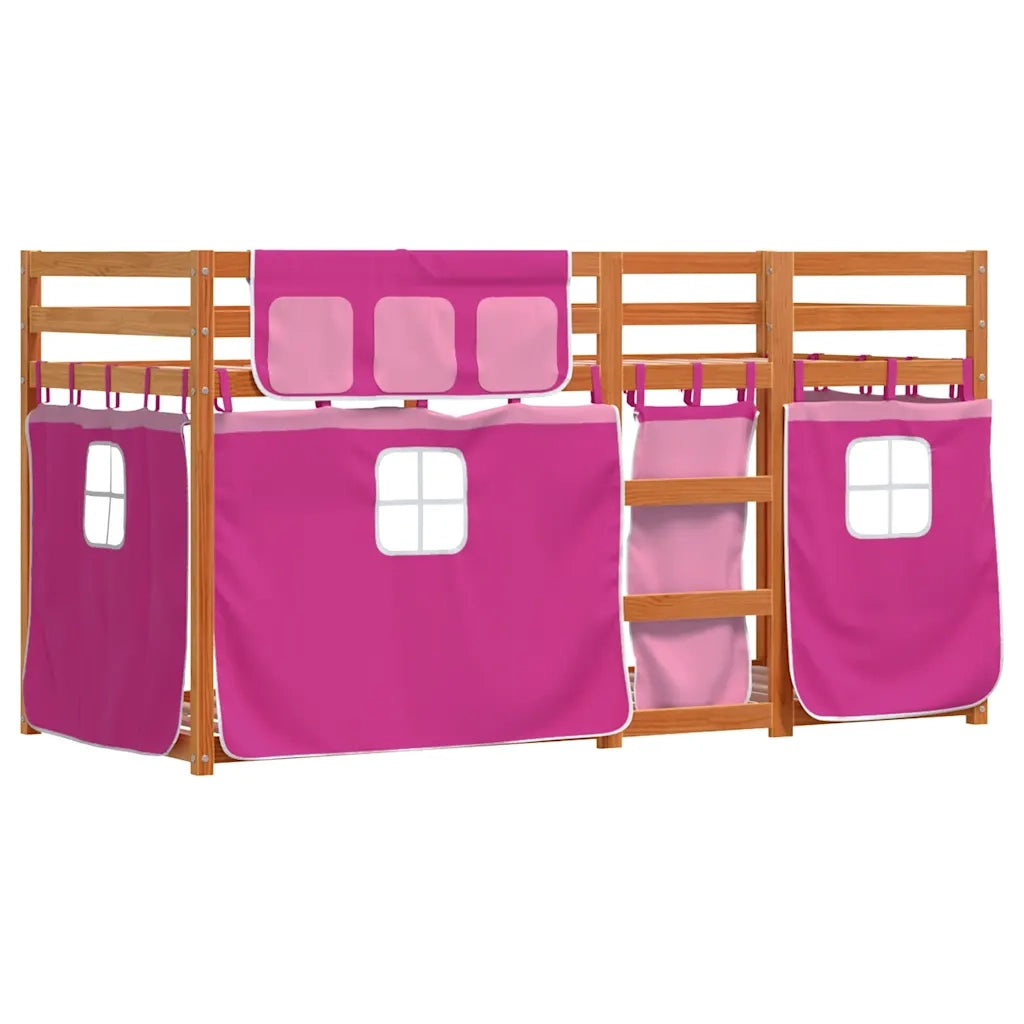 Letto a Castello senza Materasso Rosa 80x200 cm Legno di Pino